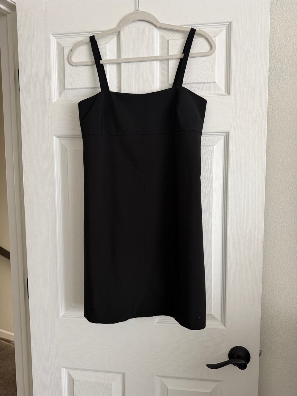 Crescent Little Black Mini Dress with Square Neck
